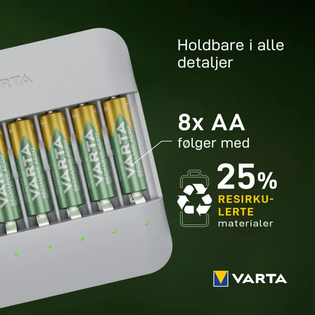 Varta Batterilader AA Batteri x8