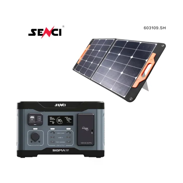 SENCI Lithium LPS 1152Wh Power Station med 1500W (3000W) sinus inverter